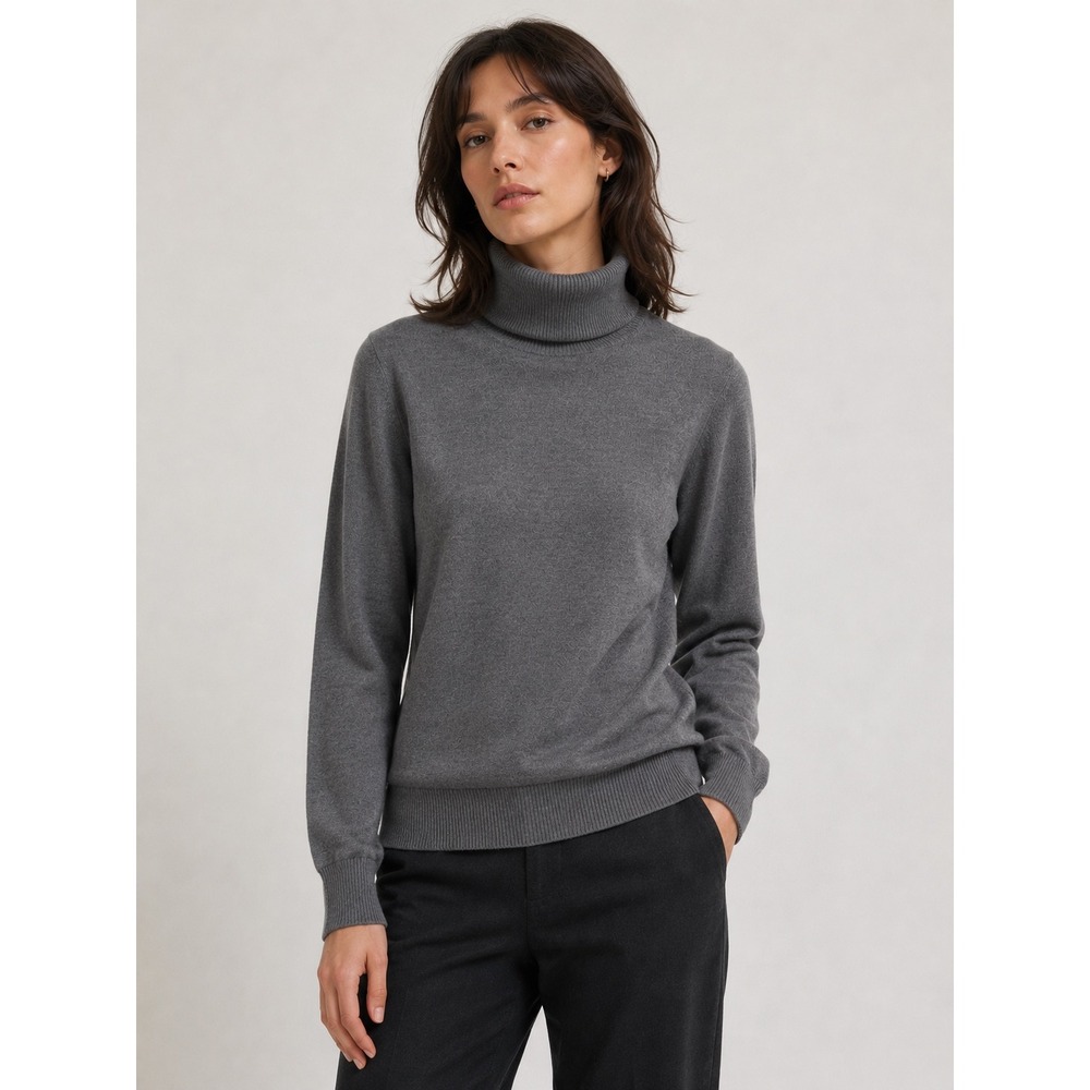 APC Turtleneck Sweater Womens M Grey Merino Wool Italy Minimalist Quiet Luxury
